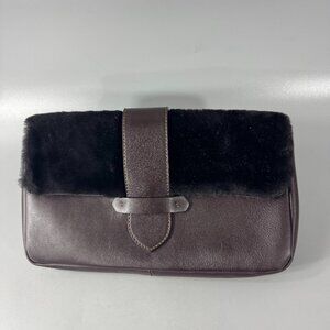 FABIANA FILIPPI Brown Sheepskin and Fur Clutch